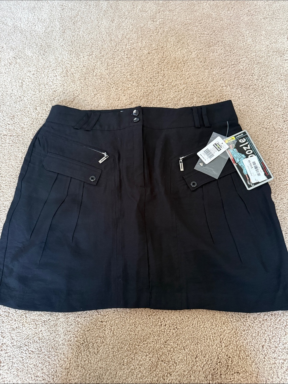 Black Jamie Sadock Women's Utility Mini Skirt w/Shorts Underneath.